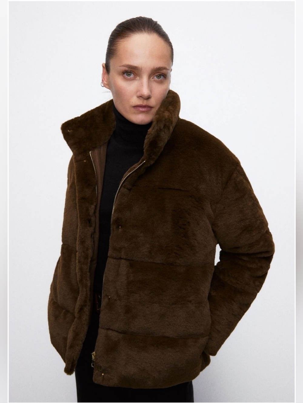 ZARA faux fur puffer coat